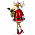 Reindeer Lady Adorned with Wreath Glass Christmas Ornament